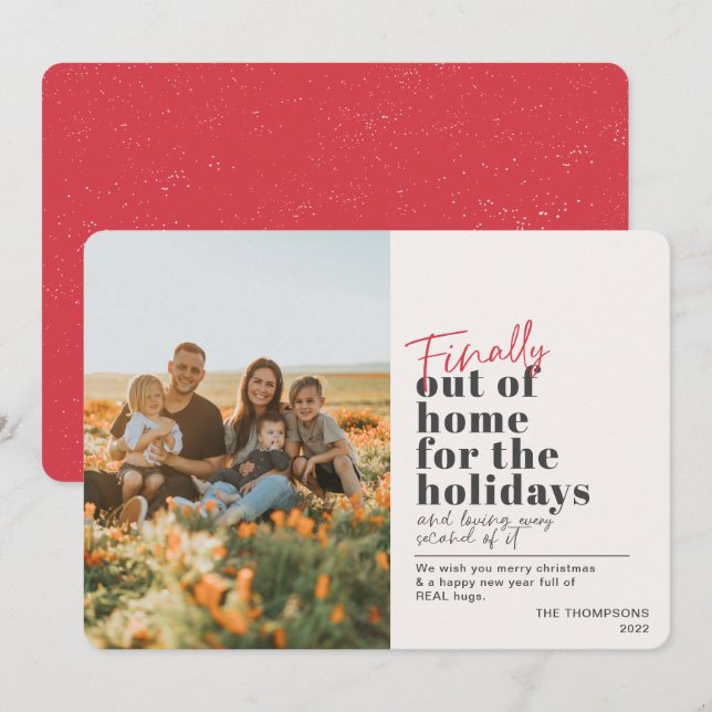 Cartão De Festividades Engraçado Posto Covid Finalmente Fora De Casa Foto (Frente/Verso)