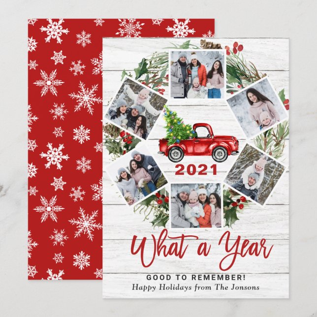 Cartão De Festividades Engraçado Que Caminhão Vermelho de Natal 6 FOTO (Frente/Verso)