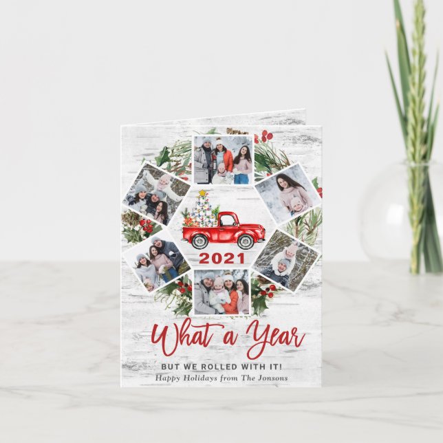 Cartão De Festividades Engraçado Que Caminhão Vermelho de Natal 6 FOTO (Frente)