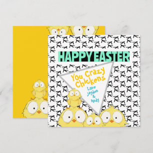 Cartão De Festividades Engraçado Quirky "Felz pascoa You Crazy Chickens" 