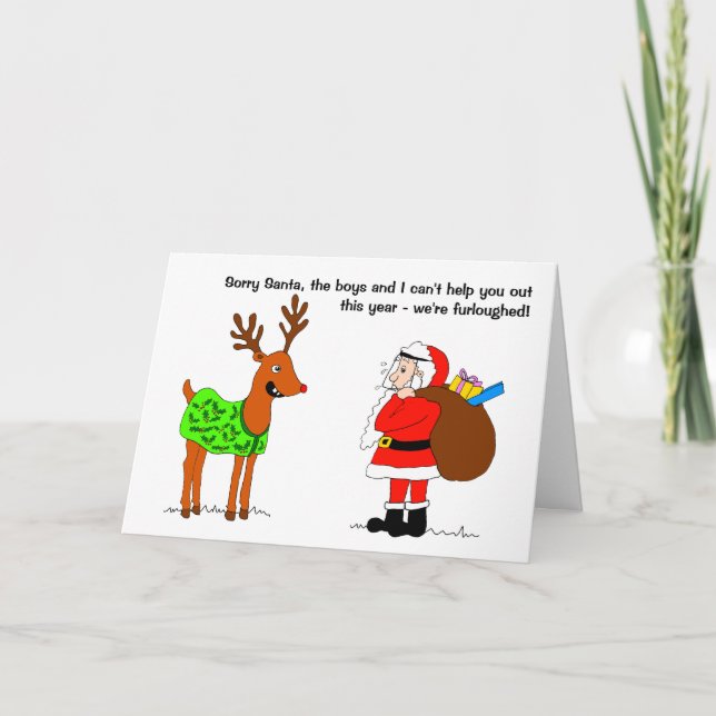 Cartão De Festividades Engraçado Reindeer e Papais noeis Feliz Natal (Frente)