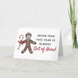 Cartão De Festividades Engraçado Rosto de Natal Covito Mascarado Pão de G