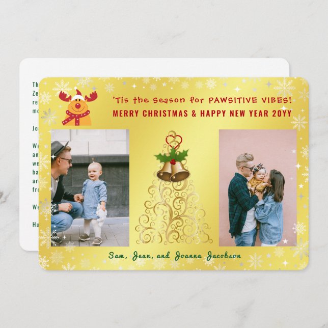 Cartão De Festividades Engraçado Rudolph Fotografias Pawsitive - Letra Ou (Frente/Verso)