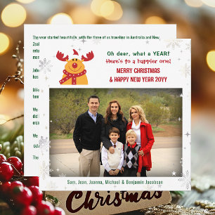 Cartão De Festividades Engraçado Rudolph Oh Deer Elegante Minimalista 1 F