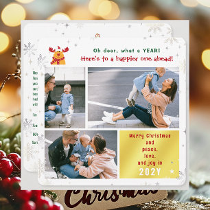 Cartão De Festividades Engraçado Rudolph Oh Deer Peace Love Joy 3 Fotos B