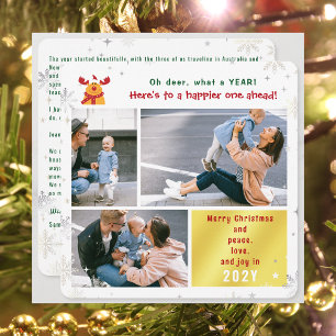 Cartão De Festividades Engraçado Rudolph Oh Deer Peace Love Joy Bonito 3