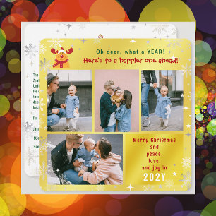 Cartão De Festividades Engraçado Rudolph Oh Deer Peace Love Ouro