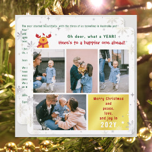 Cartão De Festividades Engraçado Rudolph Oh Deer Peace Love Ouro