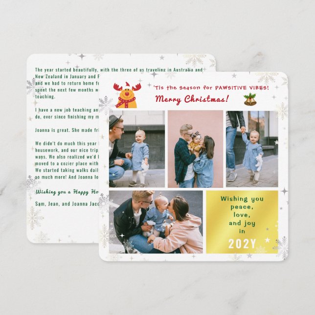 Cartão De Festividades Engraçado Rudolph Peace Love Joy Fotos de Feliz El (Frente/Verso)