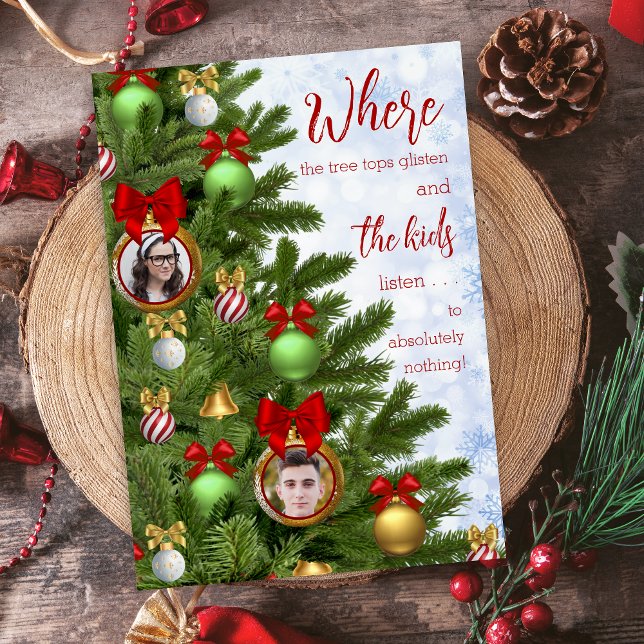 Cartão De Festividades Engraçado Sarcástico Crianças Humor Família Feliz  (cute 2 photo funny sarcastic humor family kids christmas cards with personalized message on the back)
