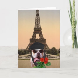 Cartão De Festividades Engraçado Touro Cachorro Namorados francês