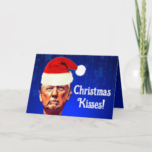 Cartão De Festividades Engraçado Trump Pucker "Beijos de Natal"
