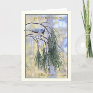 Cartão De Festividades Enjoy the simple Pleasures of the Season-titmouse: