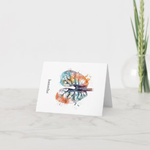 Cartão De Festividades Enraizado em Pulmões de Aquarela Respiração Person