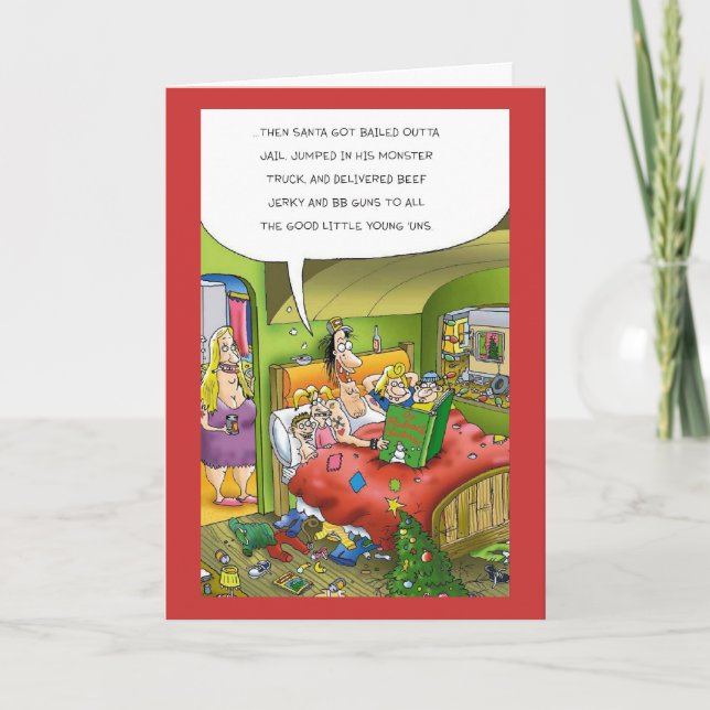 Cartão De Festividades ...Então Papais noeis Foram Detidos Fora Da Prisão (Frente)