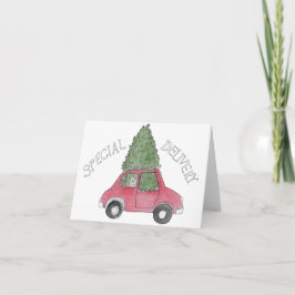 Cartão De Festividades Entrega Especial - Árvore de Natal no Carro