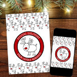 Cartão De Festividades Entrega Especial do Workshop Santas Personalizado<br><div class="desc">Cartão de Natal personalizado para crianças... de Papais noeis! O design exibia desenhos de rabisco vermelho e texto de máquina de escrever. O carimbo na frente diz "entrega especial de papais noeis". No verso, lê-se "Feliz Natal [nome] com amor de [papais noeis]" e o modelo está configurado para você editar...</div>