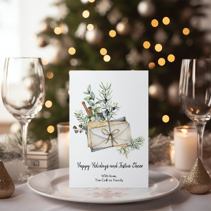 Cartão De Festividades Envelope de Natal com Folhagem Elegante