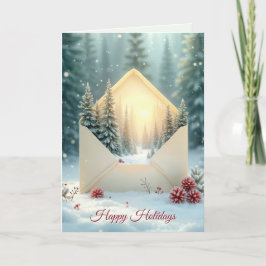 Cartão De Festividades Envelope Feliz Feriados Floresta de Inverno