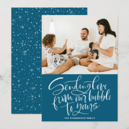 Cartão De Festividades Enviando amor de nossa bolha para sua foto azul