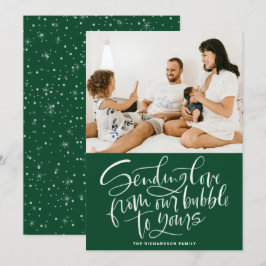 Cartão De Festividades Enviando amor de nossa bolha para sua foto verde