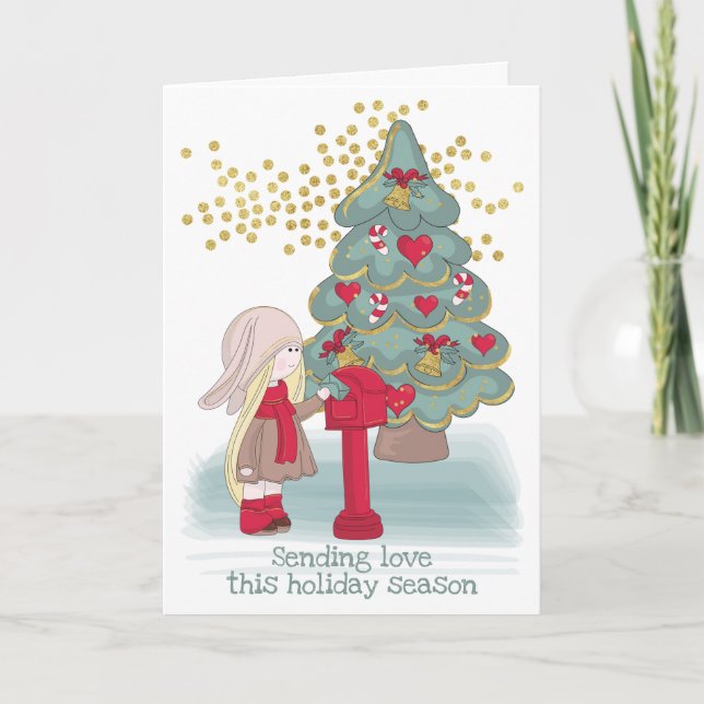 Cartão De Festividades Enviando Amor Esta Estação De Férias (Frente)