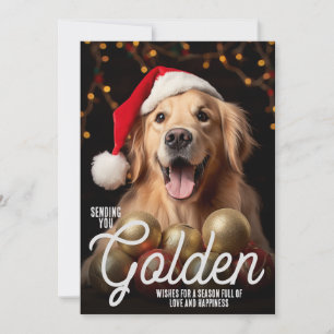 Cartão De Festividades Enviando Desejos Dourados Retriever de Natal Cacho