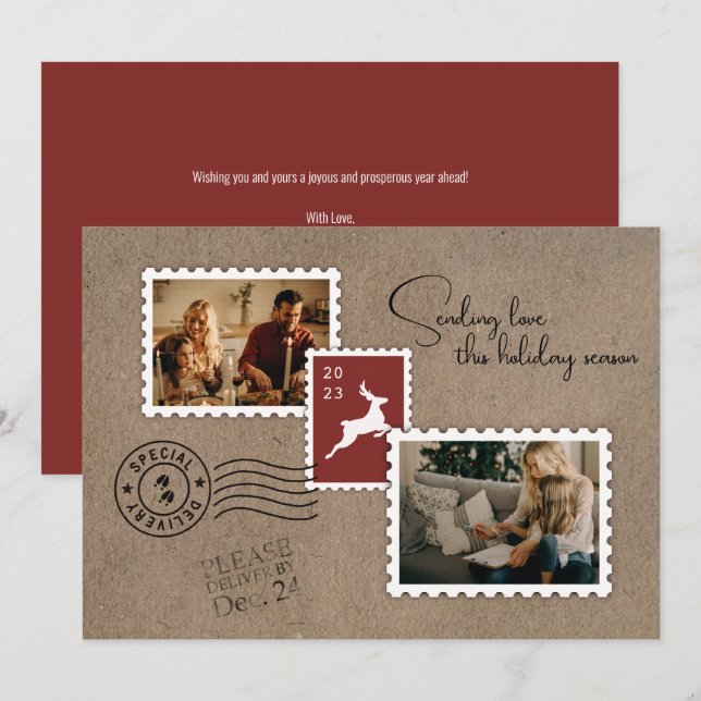 Cartão De Festividades Enviando Duas Fotografias Do Amor (Frente/Verso)