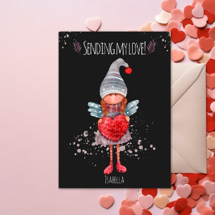 Cartão De Festividades Enviando Minha Senhora de Amor Gnomo Com Namorados