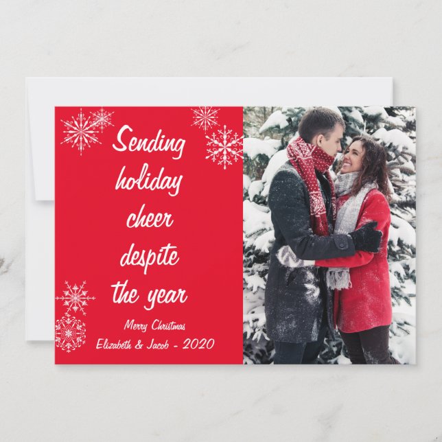 Cartão De Festividades Enviando saudações de férias Apesar da foto de 202 (Frente)