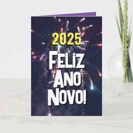 Cartão De Festividades Envio de Texto para o Ano Novo 2025 em Português
