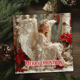 Cartão De Festividades Epic angelic angel red gold festive inspiriting