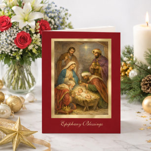 Cartão De Festividades Epifania Religiosa Oração dos Três Reis Jesus
