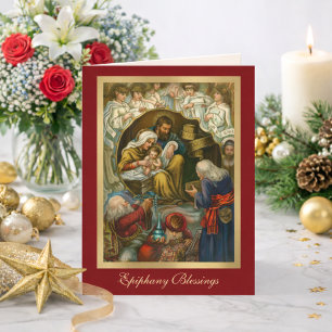 Cartão De Festividades Epifania Religiosa Oração dos Três Reis Jesus