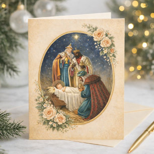Cartão De Festividades Epifania Religiosa Oração dos Três Reis Magos Jesu