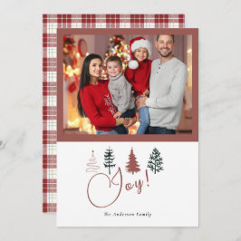 Cartão De Festividades Época De Joy Holiday Xadrez Lovely Family Photo