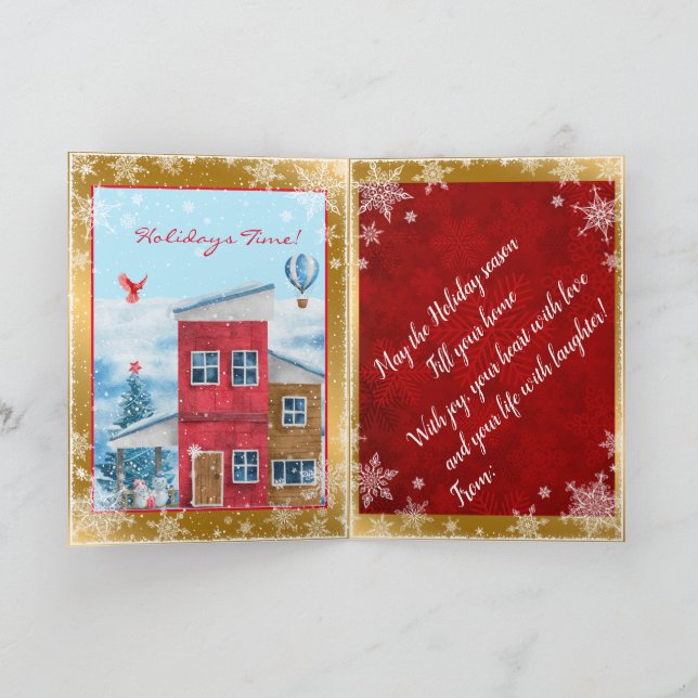 Cartão De Festividades Época Feliz de Férias Personalize (Interior)