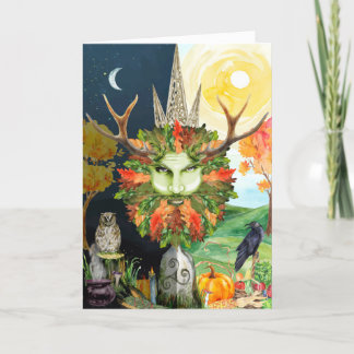 Cartão De Festividades Equinócio do outono Mabon Greenman