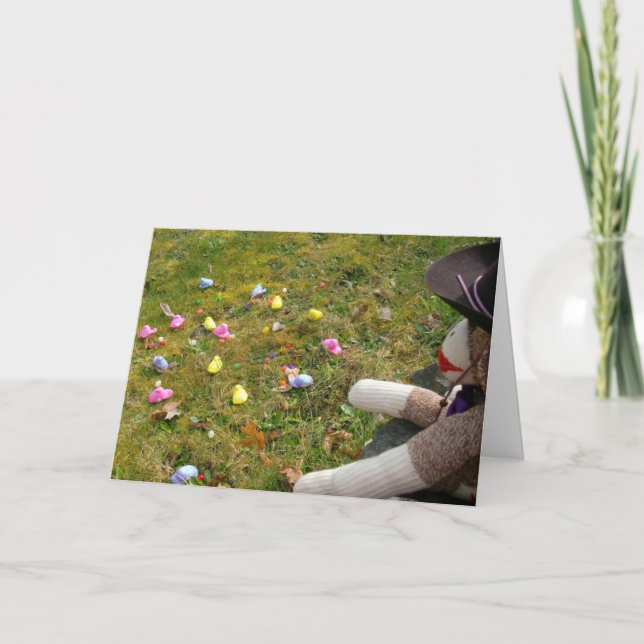 Cartão De Festividades Ernie the Sock Monkey Free Range Peeps Páscoa Card (Frente)