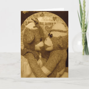 Cartão De Festividades Ernie the Sock Monkey Sepia - Placa de Dia de os n