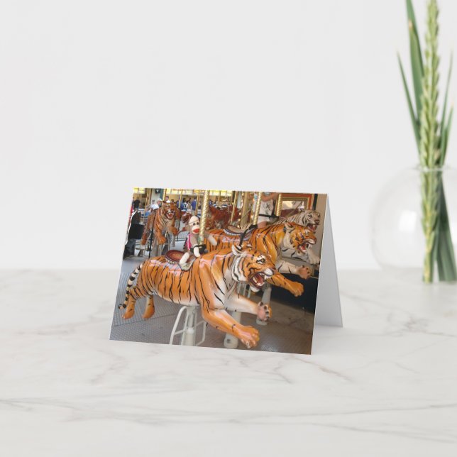 Cartão De Festividades Ernie the Sock Monkey Tiger Carousel Note Card (Frente)