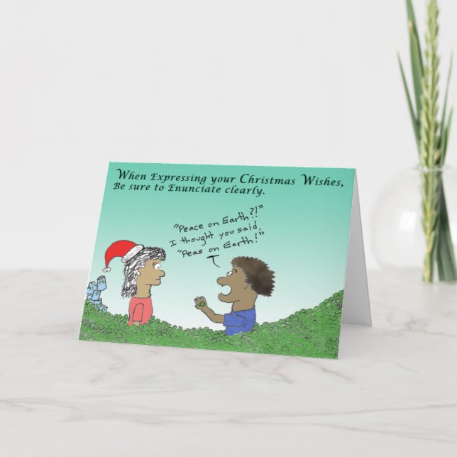 Cartão De Festividades Ervilhas na terra (Frente)