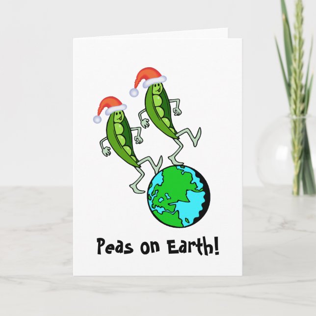 Cartão De Festividades Ervilhas Santas na Terra (Frente)