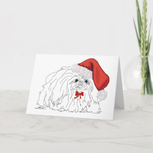 Cartão De Festividades Esboço de Santa Pekinês