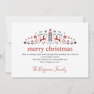 Cartão De Festividades Escandinávia Folk Art Reindeer Foto Natal