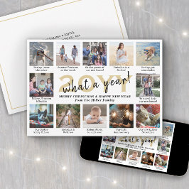 Cartão De Festividades Escreva Que Ano! 12 Colagem de Fotos Dourada e bra