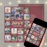 Cartão De Festividades Escreva Que Ano! 15 Foto Collage Burgundy Dourada<br><div class="desc">Que ano para se lembrar! Envie saudações na moda alegres e compartilhe 15 das suas fotos favoritas com um cartão de feriado personalizado de colagem de fotos 5x7. (DICA DE IMAGEM: Uma maneira fácil de centralizar uma foto exatamente como você deseja é recortá-la antes de carregá-la no site do Zazzle.)...</div>