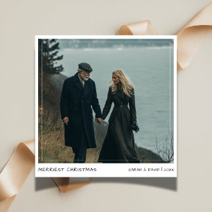 Cartão De Festividades Escrita manual casual Foto do Casal de Natal mais 