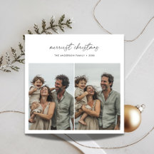 Escrita manual simples Foto da família de Natal ma