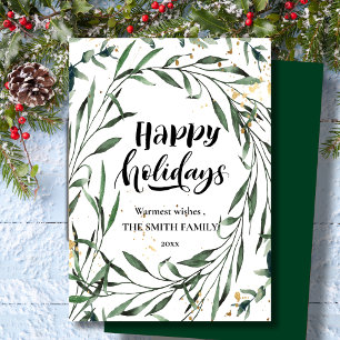 Cartão De Festividades Escrita Moderna Confetti Pine Foliage Elegante Dou